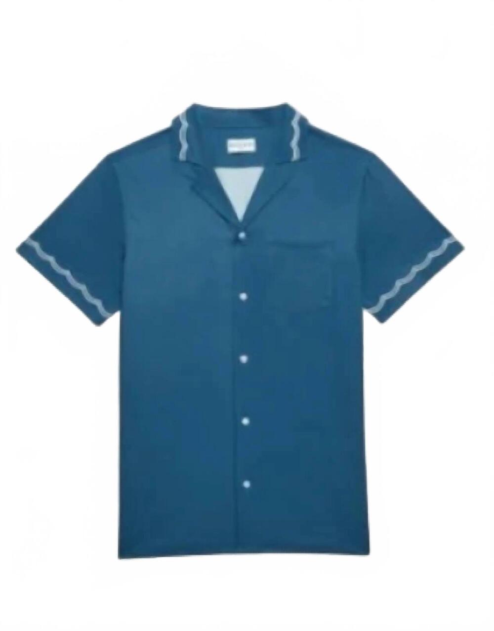 NEW MAVRANS men's blue waves weekend shirt in blue